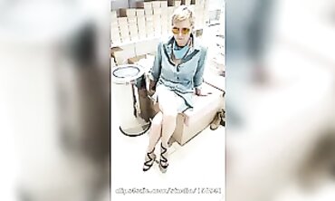 Mature MILF Masturbates to New Shoes in Public Shop