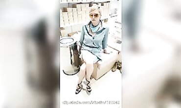 Mature MILF Masturbates to New Shoes in Public Shop