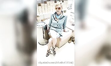 Mature MILF Masturbates to New Shoes in Public Shop