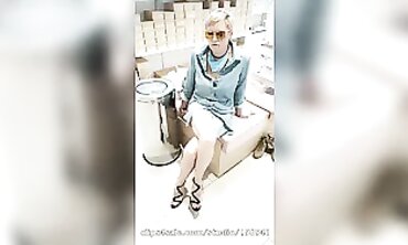 Mature MILF Masturbates to New Shoes in Public Shop