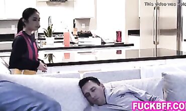 Petite Teammates Blow Their Older Coach In A Wild Group Sex Session