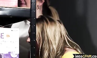 CFNM Honeys Deep Throat Humiliated Man in Library