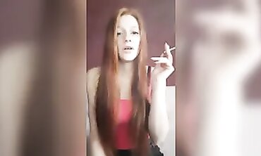 Ginger MILF Alice Jaws Smokes a Cigarette