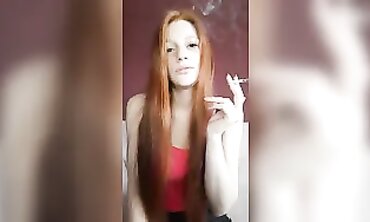 Ginger MILF Alice Jaws Smokes a Cigarette