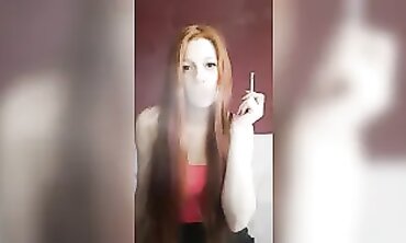 Ginger MILF Alice Jaws Smokes a Cigarette