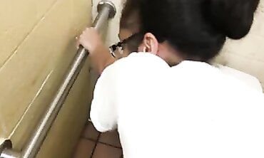 POV Latina MILF Public Outdoor WC Hump Creampie