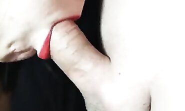 Step-Mom's Hot Red Lipstick Blows A Huge Load On Her Face