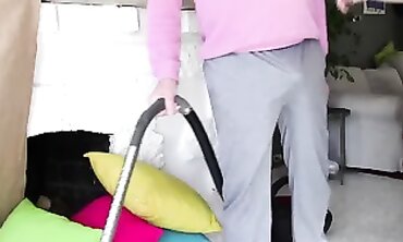MILF Maid Gets a Huge Facial from the Vacuum Man