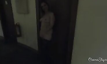 BBW MILF Dares to Go Nude in Public Motel