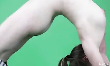 barely legal Gymnast Anna Mostik Stretches Her Legs
