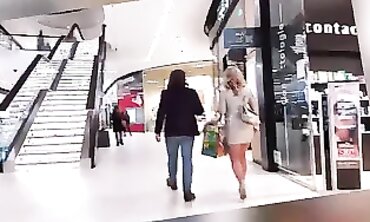 MILF in Nylon Stockings Goes Shopping