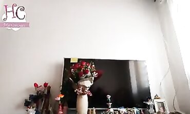 Blonde Babe With Thick Legs Cleans TV In POV