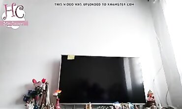 Blonde Babe With Thick Legs Cleans TV In POV