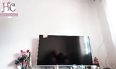 Blonde Babe With Thick Legs Cleans TV In POV