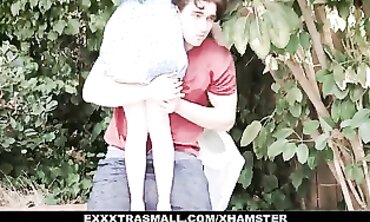 Slim Brunette Leia Rae Gets Pounded Hard in the Backyard