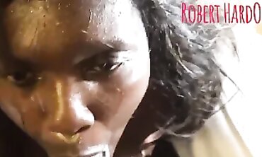 Plump Ebony Next Door Neighbor Gets Throated and Facial