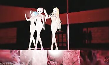 MMD R18: Bare Bombshell Miku, Luka & Lily Dance to Anitta