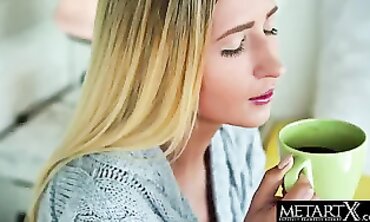 Gorgeous Ash-Blonde Rides to Rough Fingered Orgasm
