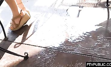 Platinum Blonde Teen Pees and Masturbates Outdoors
