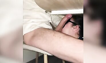 My Fresh Intern Gives Me a Blowjob Under the Desk