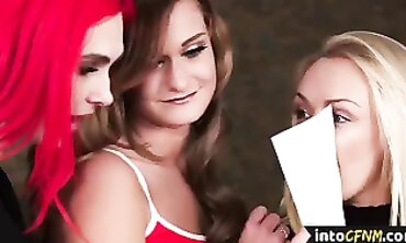 CFNM Femdom: Dominatrixes Masturbate Oathed Boy Rod