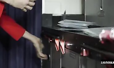 Air Stewardess Drills Passenger on a Flat