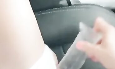 Blonde MILF Michelle Masturbates With A Dildo While Driving