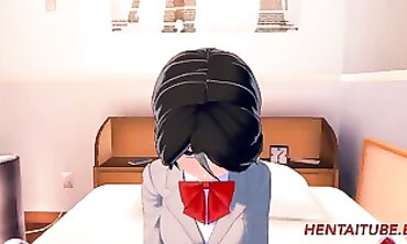 Rukia Cosplay Triple Blowjob with Cum in Mouth