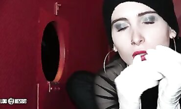 Lia Louise Gets a Gloryhole Handjob in Medical Gloves