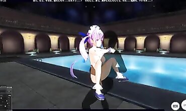 Minato Aqua Cosplay: Rough Pool Sex with Creampie