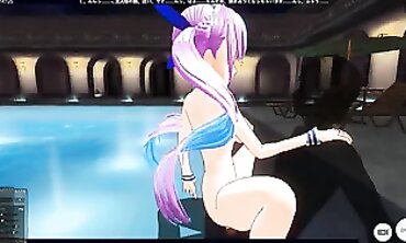 Minato Aqua Cosplay: Rough Pool Sex with Creampie