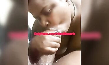 Black Blowjob Closeup: Milk Gets Loose