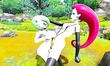 MMD Futanari Jessie Fucks Gardervoir in the Forest