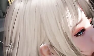 3D Animated Brunette Gets Rough Anal and Blowjob with Ahegao