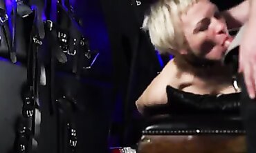 Camera Flashes Submissive Masha Mitten's Face During Rough Anal Spanking