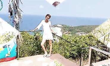 Asian Beauty Strips Nude at Island Observation Point