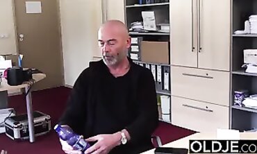 Platinum Blonde Beauty Gets Roughly Pounded by Older Guy