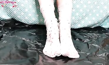 Hot MILF Doll Foot Fetish in High Heels with Squirting Wax Play