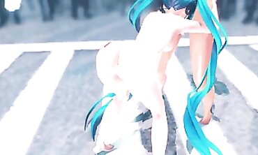 MMD Chick Fights - Long Haired Witch vs Short-Hairstyle Girl in Epic Battle