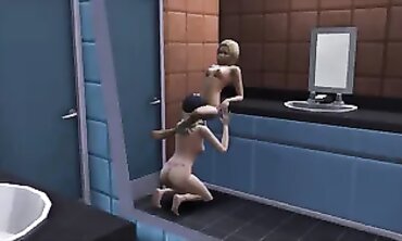Animated Short Film - Lesbian Girls in Public Toilet Stall Scene