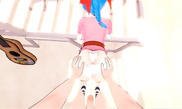 Dragon Ball Z AO3 Scene Point-of-View: Goku's Girlfriend Fucks Him on The Sand