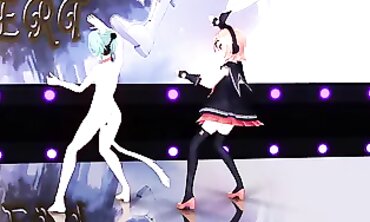 Miku Fack - Sexy Cosplay Girl Dances to Electronic Music in Virtual Reality