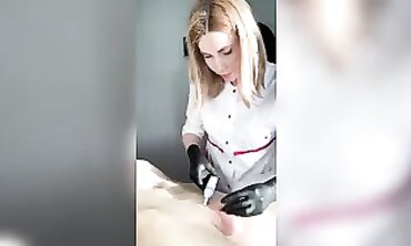 Beautiful Blonde Babe Gets Surprisingly Stiff Trimming Job