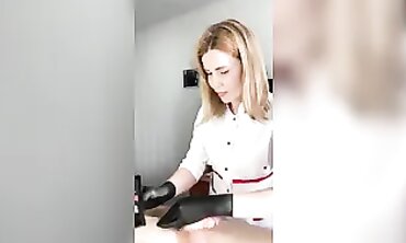 Beautiful Blonde Babe Gets Surprisingly Stiff Trimming Job