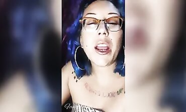 Blue Haired Babe Fetish - Smoking Hot MILF in Fishnet Stocking Sensual Tease