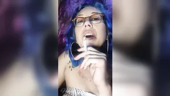 Blue Haired Babe Fetish - Smoking Hot MILF in Fishnet Stocking Sensual Tease