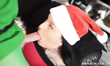 Christmas XXX-Masquerade Ball - Sexy Santa's Helper Fucked By A Handsome Stranger