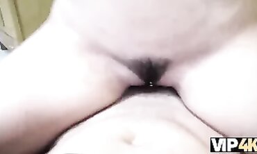 Platinum Babe with Big Boobs Gives an Erotic Massage & Rides Her Man's Dick