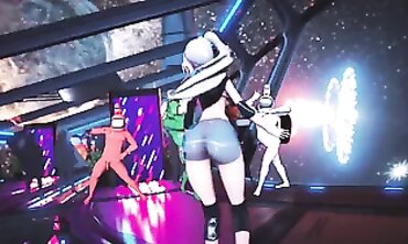 MMD Among Us Roleplay - Sexual Fantasy Dances With Raven Haired Waifu