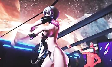 MMD Among Us Roleplay - Sexual Fantasy Dances With Raven Haired Waifu
